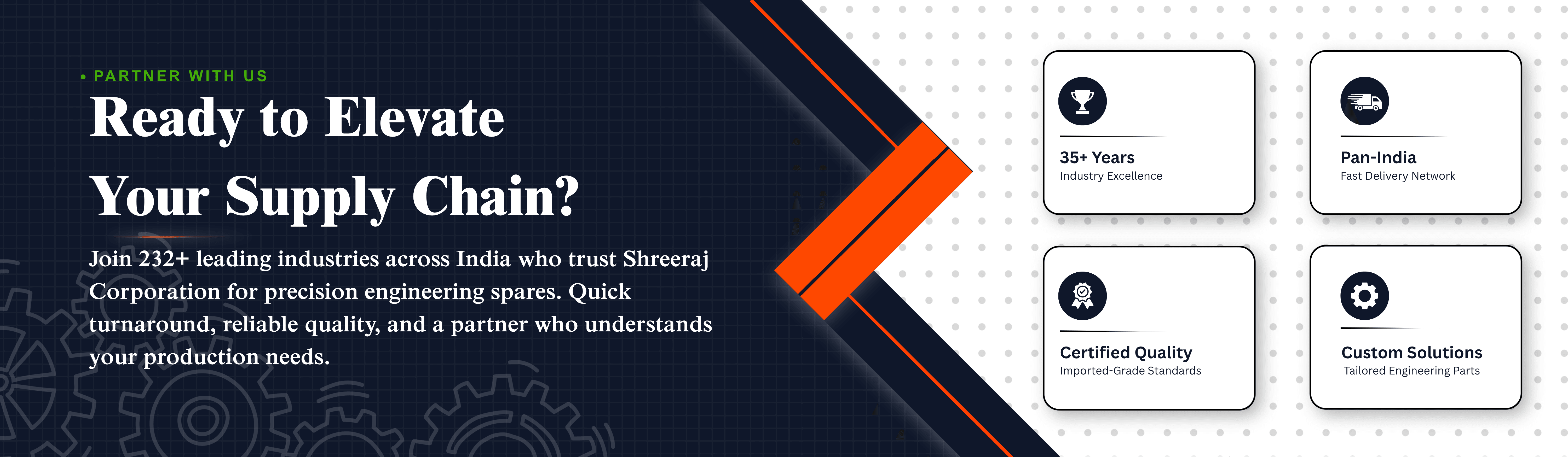 Partner With Us — Ready to elevate your supply chain? Join 232+ leading industries across India who trust Shreeraj Corporation for precision engineering spares.